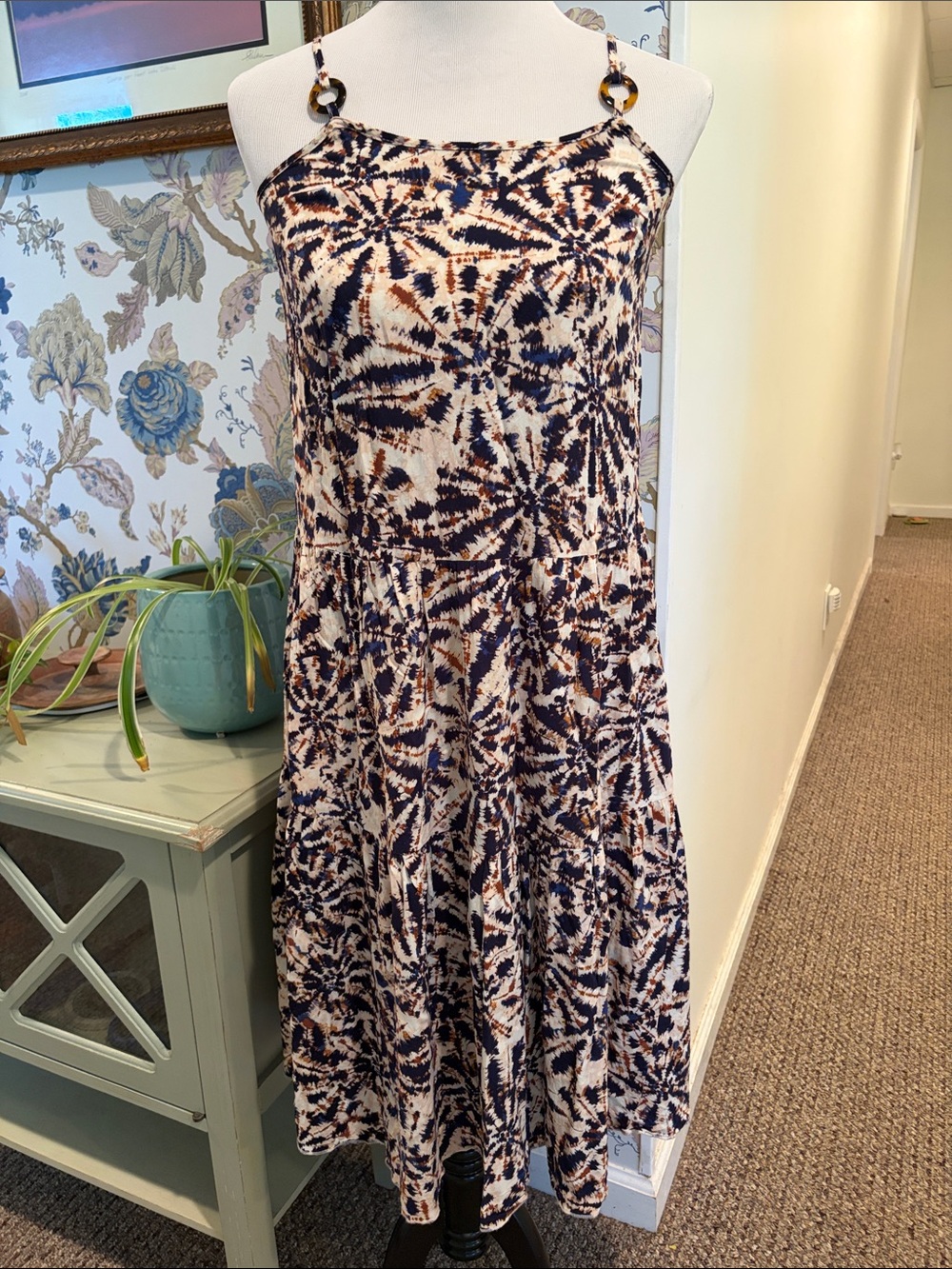 Max & Ash Sleeveless Tie-Dye Print Sundress with Ring Strap Details